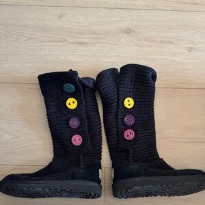 UGG Black Boots with Colorful Buttons